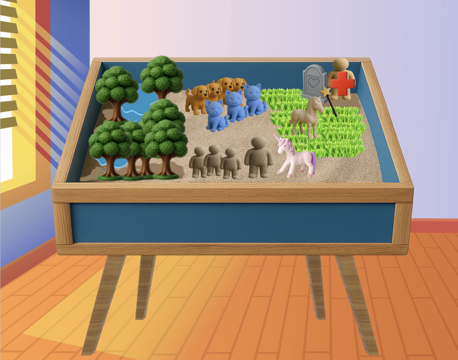 Online activities like this virtual sand tray make great virtual play therapy exercises